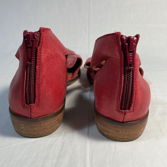 Free People Wanderlust Woven Red Leather Flats Point Toe Shoes - Picture 4 of 16